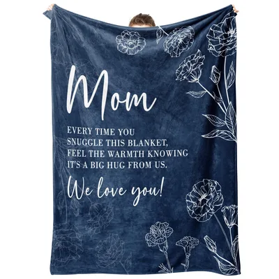 Mom Hug Blanket: Floral Design with Sentimental Message for Mom