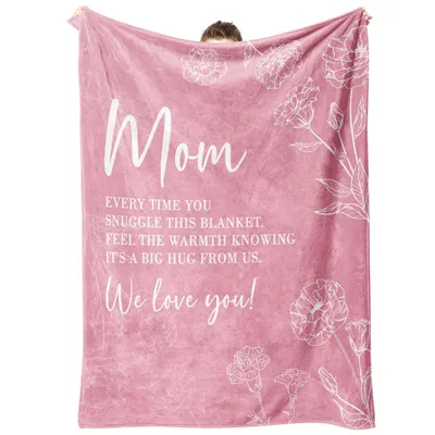 Mom Gift Blanket Floral Hug Message for Mother's Day and Birthdays