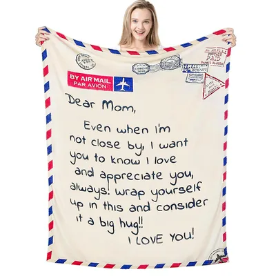 Dear Mom Even Blanket: A Personal Air Mail Letter Design
