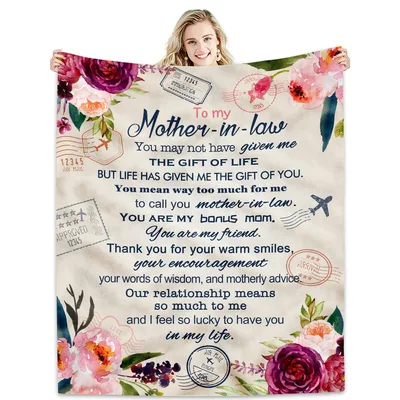 Mother in Law Gift Blanket Bonus Mom Travel Design
