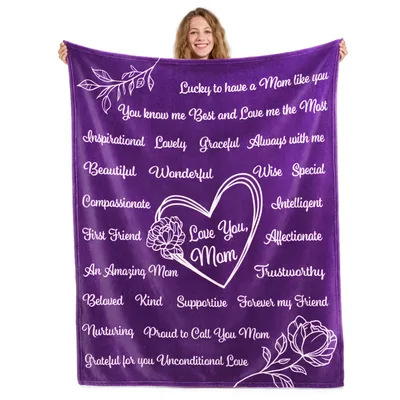 Mom Heart Message Blanket: A Purple Throw Celebrating Her Qualities