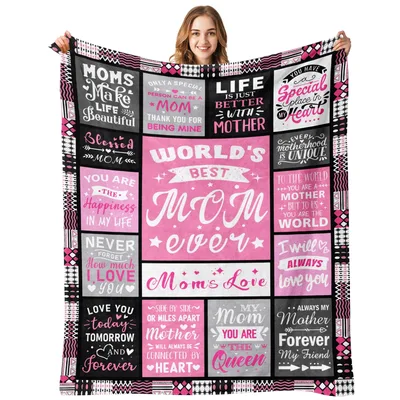 World's Best Mom Blanket featuring a pink