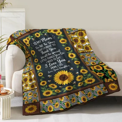 Sunflower Mom Blanket features a heartfelt daughter message