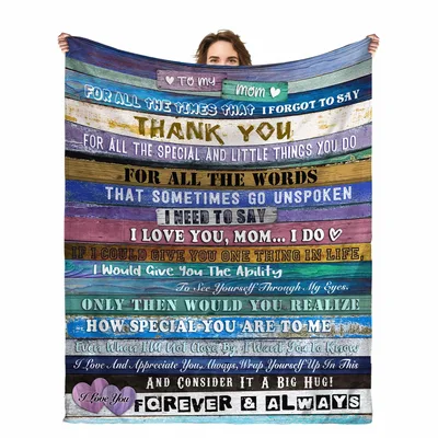 Mom Thank You Message Blanket features a heartfelt letter