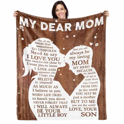 Mom Son Blanket My Dear Mom Sentimental Love Message Design