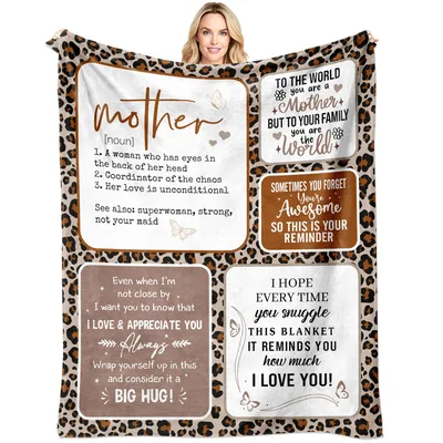 Mom Definition Blanket Leopard Print Dictionary Style Gift