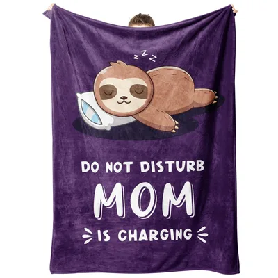 Sloth Sleeping Mom Blanket: Do Not Disturb Mom Is Charging Design