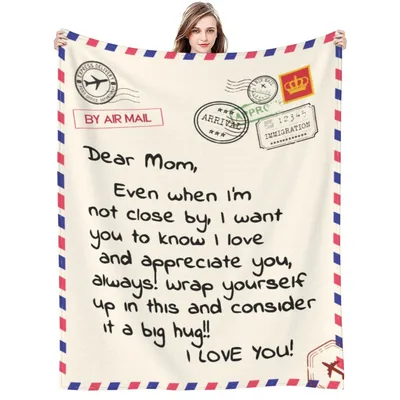 Dear Mom Letter Air Blanket: A Travel-Themed Gift of Love