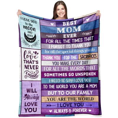 Moon and Back Purple Blanket: Best Mom Ever Thank You Design