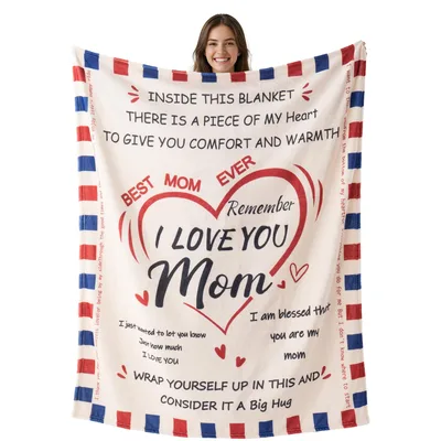 Mom Love Letter Heart Blanket featuring a sentimental message