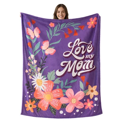 Mom Floral Butterfly Blanket: Love My Mom Design