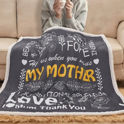Mom Mother's Day Blanket Celebrating Mom with Floral Typography Design