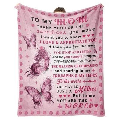 Mom Butterfly Poem Blanket features a sentimental tribute