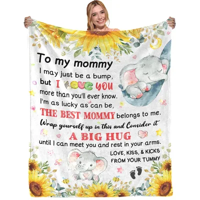 Baby Elephant Sunflowers Pregnancy Blanket for Moms to Be
