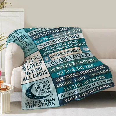 Mom Poem Blanket Celebrating Unseen Strength and Family Love