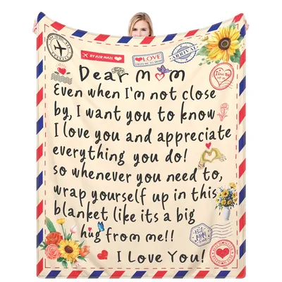 Dear Mom Letter Blanket: A Warm Hug via Air Mail Design