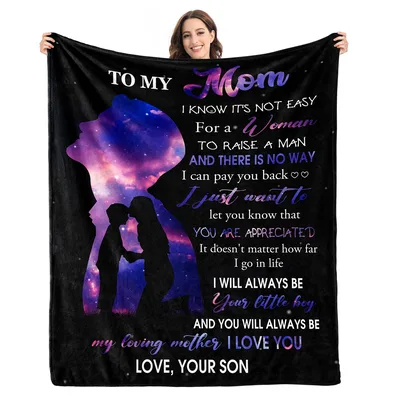 Mom Son Poem Blanket: A Galaxy Silhouette and Heartfelt Verse for Moms