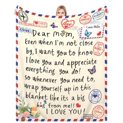 Mom Letter Airmail Blanket: A heartfelt letter design for mom