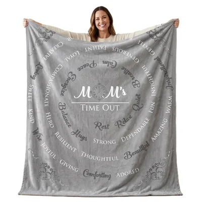 Mom Affirmation Words Blanket featuring Mom's Time Out text