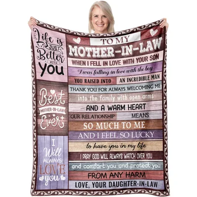 Mother in Law Letter Blanket features a heartfelt message