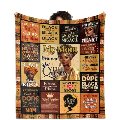 Black Queen Blanket featuring My Mom You are THE Queen text