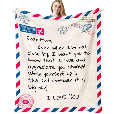 Cream Airmail Letter Mom Blanket: A Personal Note for Your Mother
