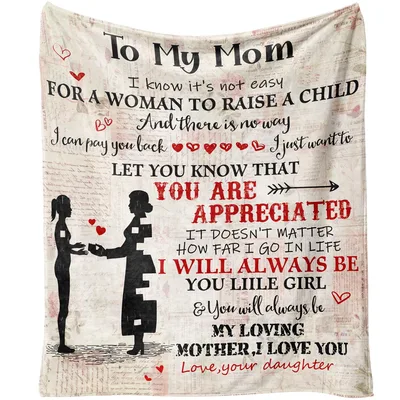 Mom Daughter Love Letter Blanket featuring a silhouette of a mother