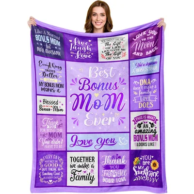 Bonus Mom Quotes Blanket featuring Best Bonus Mom Ever
