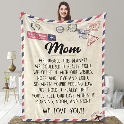 Mom Airmail Letter We Love Blanket Sent With Wishes