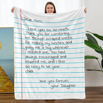 Mom Letter from Daughter Blanket featuring a handwritten note