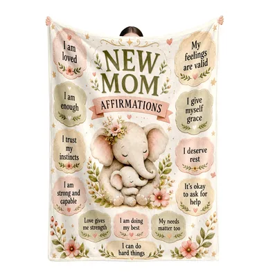 New Mom Affirmations Elephant Blanket