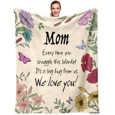 Mom Hugs Floral Garden Blanket Celebrating Motherhood with Flowers