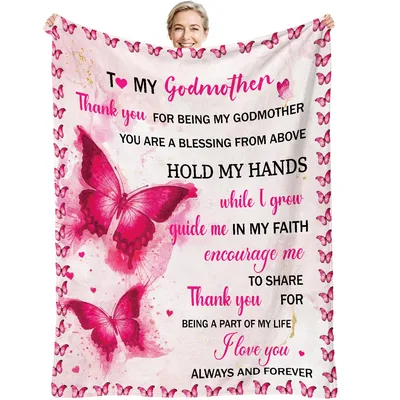 Godmother Butterflies Blanket: Pink Butterfly Design for Godchild Gift
