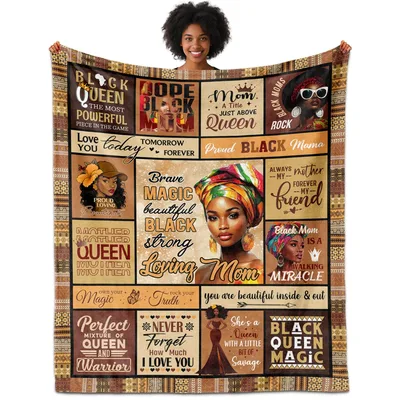 Black Mom Blanket featuring inspirational quotes like Hope Black Mom