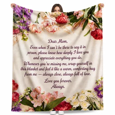 Dear Mom Letter with Flowers Blanket: A Personal Note for Her