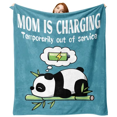 Mom Humor Panda Blanket: Charging Panda Design for Rest