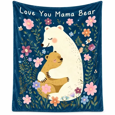 Mama Bear Cub Hug Blanket: Love You Mama Bear Design