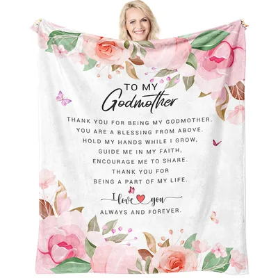 Godmother Thank You Letter Blanket Floral Blessing Design