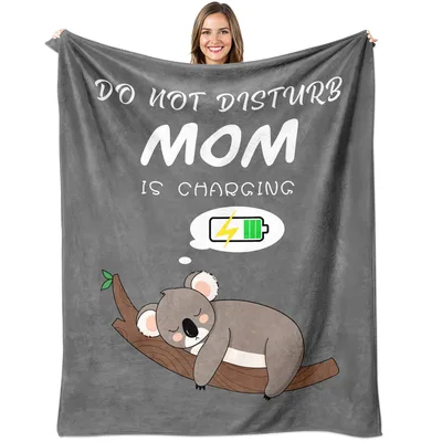 Sleeping Koala Mom Blanket: Do Not Disturb Mom Is Charging Design