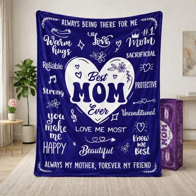 Mom Appreciation Text Heart Blanket Celebrating the Best Mom Ever
