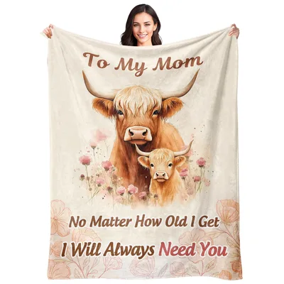 Highland Cow Mom Calf Blanket: A Sentimental Gift for Mother's Love