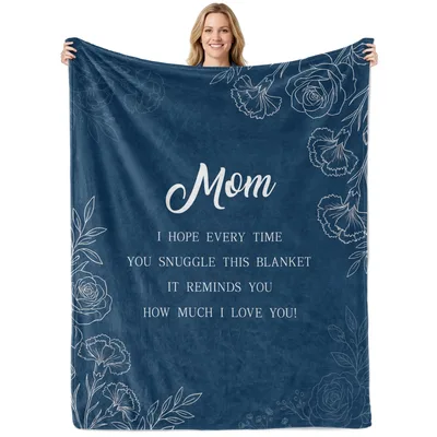 Navy Floral Mom Love Blanket: A Sentimental Gift for Mother