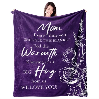 Mom Love Rose Blanket: A Big Hug Printed on Soft Fabric