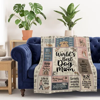 World's Best Dog Mom Blanket: A Collage of Canine Love Quotes