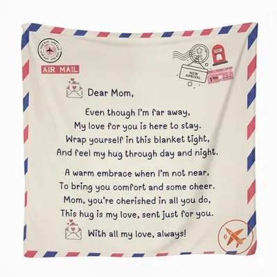 Air Mail Hug Letter for Mom Blanket: A Heartfelt Poem Design