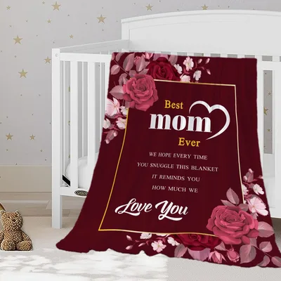 Mom Floral Love Letter Blanket Best Mom Ever with Roses