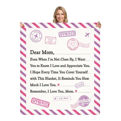 Dear Mom Love Letter Airmail Blanket
