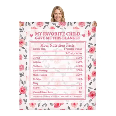 Mom Funny Nutrition Facts Blanket Celebrating Caring and Patience