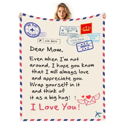 Dear Mom Love Letter Air Mail Blanket: A Personal Note Design