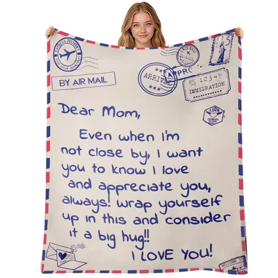 Airmail Hug Letter for Mom Blanket